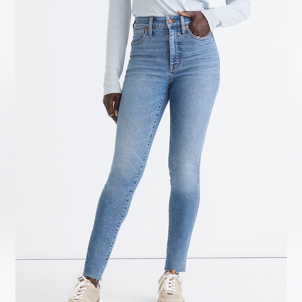 NWT MADEWELL Curvy High-Rise Skinny Jeans in Ainsworth Wash: Raw-Hem Edition